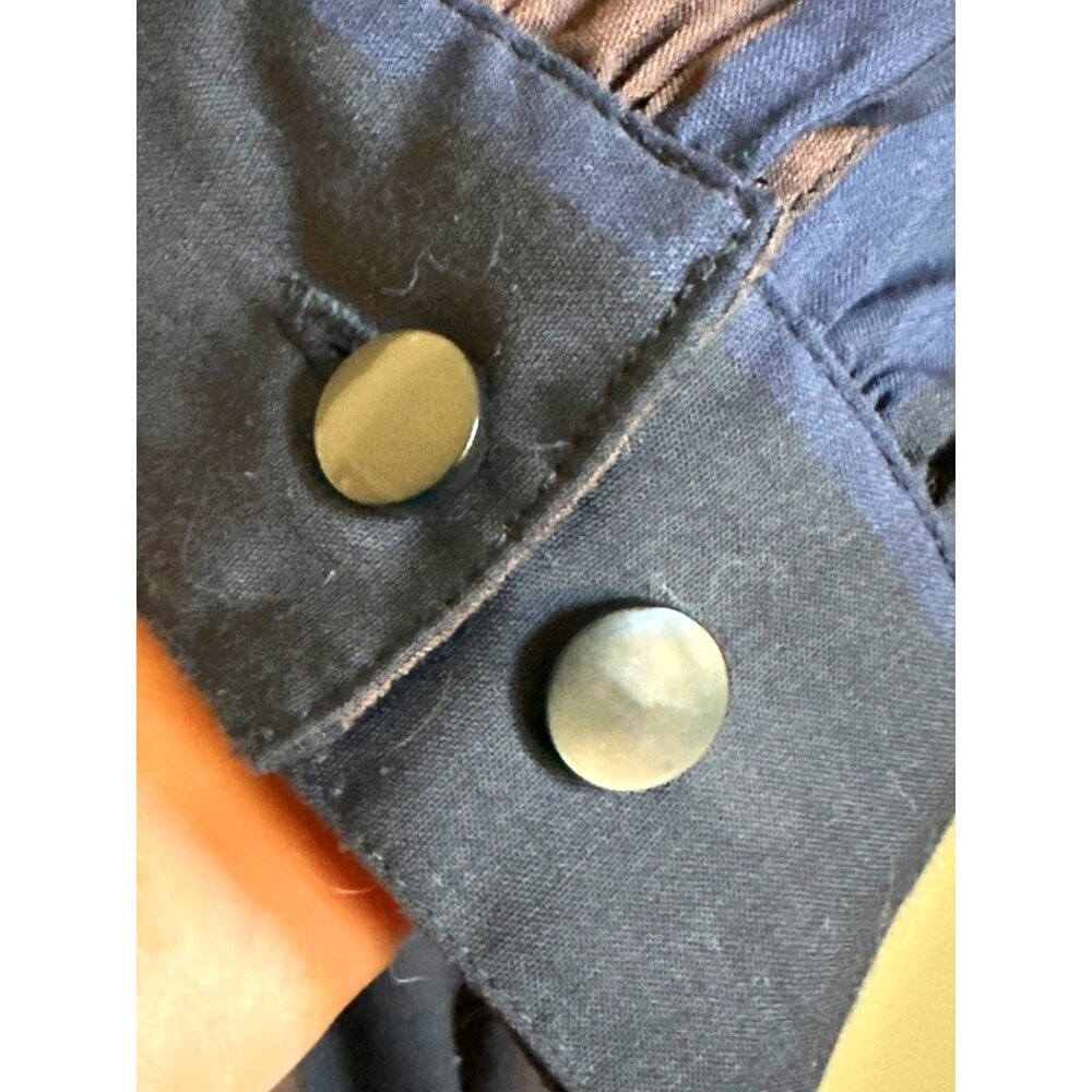 Vintage Striped Midi Dress With Button Closure & Puffed Sleeves - Picture 8 of 14